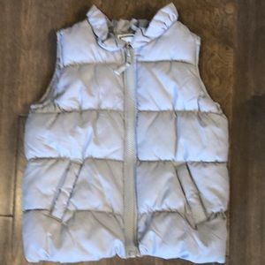 Gymboree puffer vest gray taupe ruffled neck XS 4